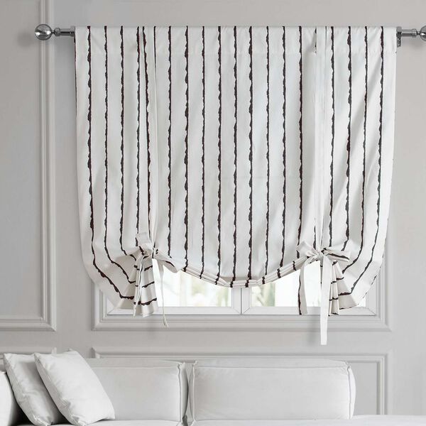 Sharkskin Black Stripe Printed Cotton Tie-Up Window Shade Single Panel, image 1