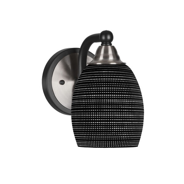 Paramount Matte Black and Brushed Nickel One-Light 5-Inch Wall Sconce with Black Matrix Glass, image 1