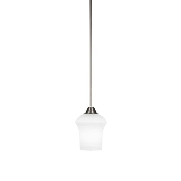 Paramount Brushed Nickel One-Light 6-Inch Mini Pendant with White Linen Glass, image 1