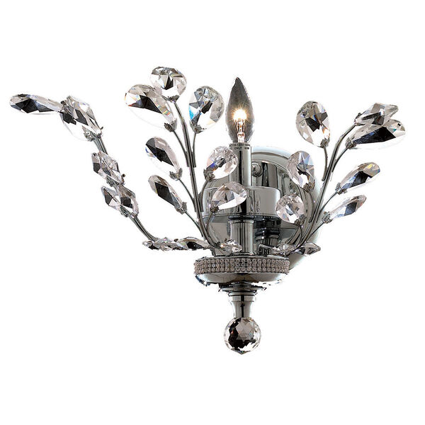 Orchid Chrome One-Light 16-Inch Wall Sconce with Royal Cut Clear Crystal, image 1