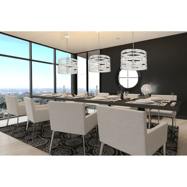 Strato Polished Silver Six-Light Pendant with Firenze Crystal, image 3