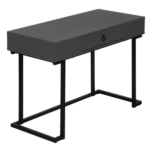 Grey and Black Writing Desk with One Drawer, image 1