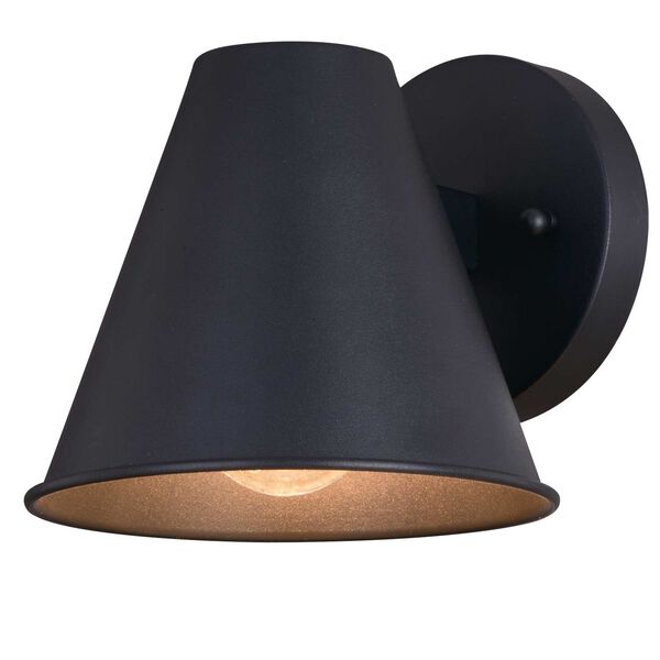 Smith Textured Black One-Light Metal Cone Outdoor Wall Lantern, image 1