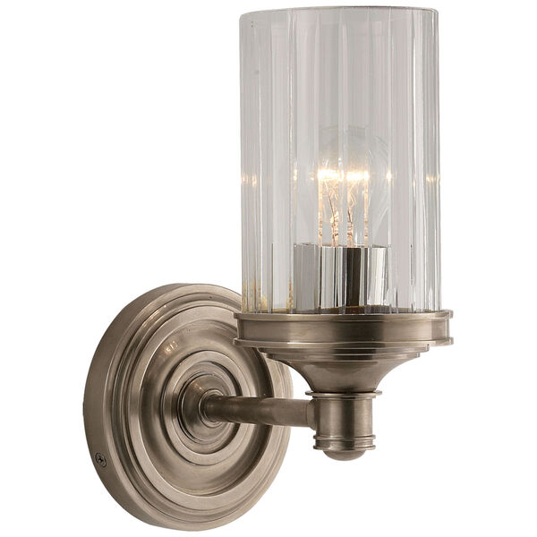 Ava Single Sconce in Antique Nickel with Crystal by Alexa Hampton, image 1
