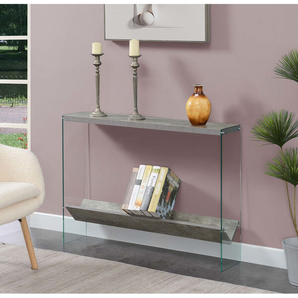 SoHo Faux Birch and Glass V-Console Table with Shelf, image 3