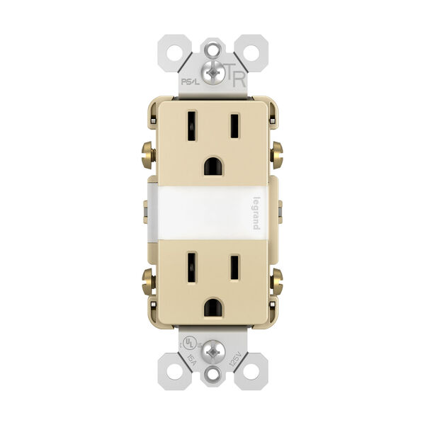 Ivory Night Light with Two 15A Tamper-Resistant Outlets, image 1