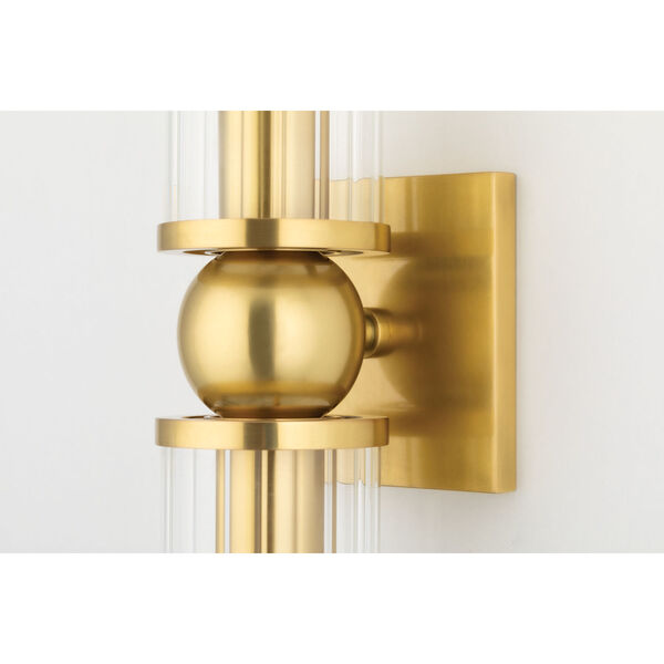Malone Aged Brass Two-Light ADA Wall Sconce with Clear Shade, image 5