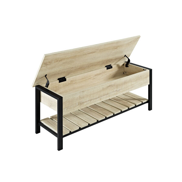 48-Inch Open-Top Storage Bench with Shoe Shelf  - White Oak, image 5