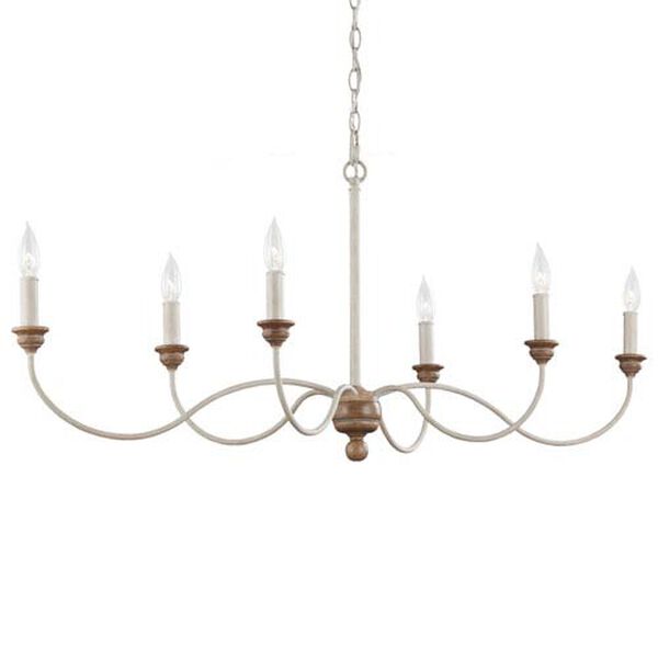 Cecilia White Washed Six-Light Chandelier, image 1