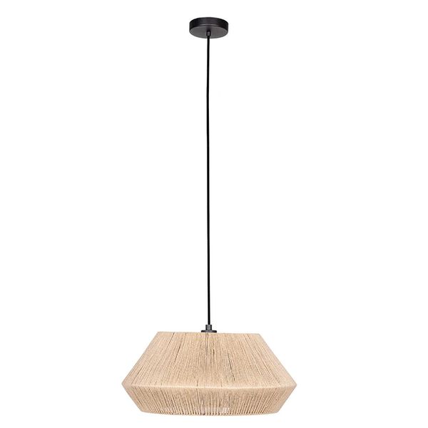 Alderney Black Brown One-Light Pendant with Textile Thread Shade, image 1