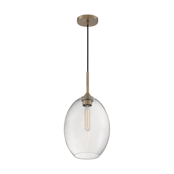 Aria Burnished Brass 19-Inch One-Light Pendant with Clear Seeded Glass, image 1