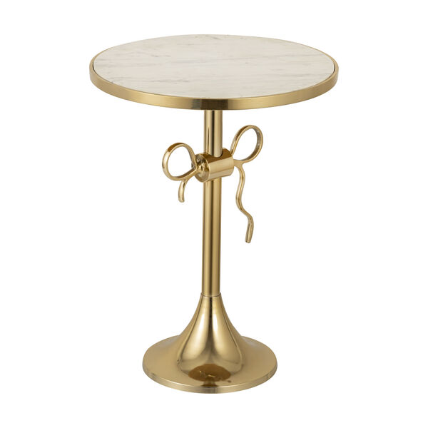 Toledo Gold Side Table with Round Marble Top, image 3