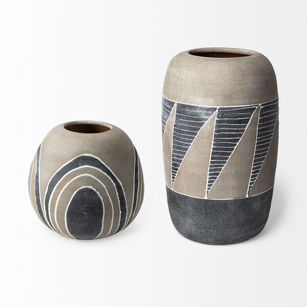 Cove Gray and Brown Ceramic Vase, image 2