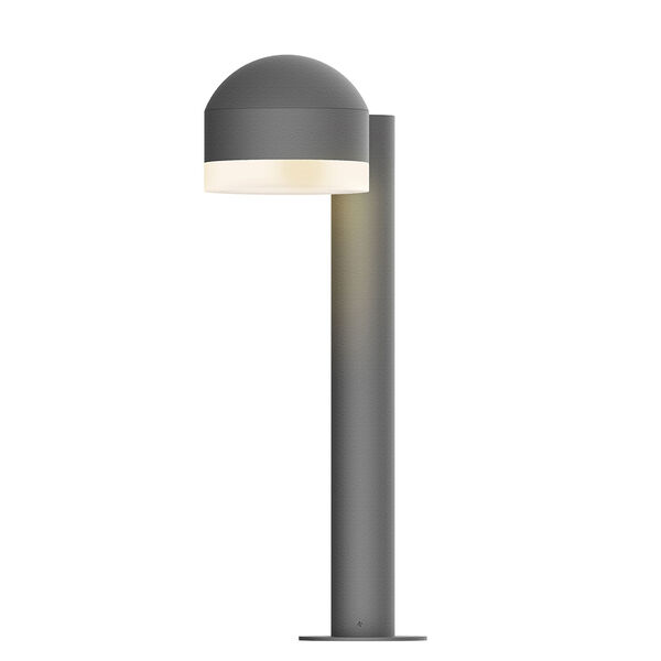 Inside-Out REALS Textured Gray 16-Inch LED Bollard with Cylinder Lens and Dome Cap with Frosted White Lens, image 1