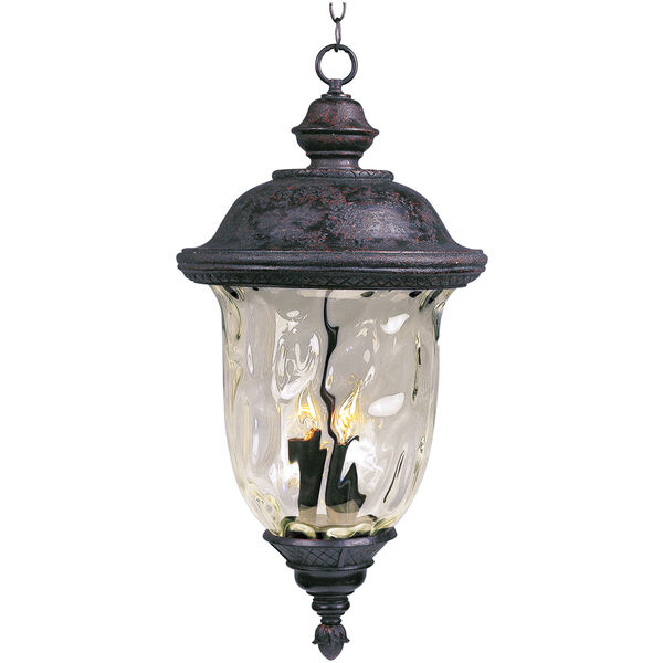 Carriage House Oriental Bronze Three-Light Outdoor Pendant with Water Glass, image 1