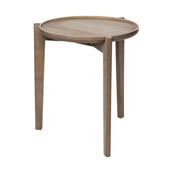 Cleaver I Brown Round Solid Wood Top End Table, image 1