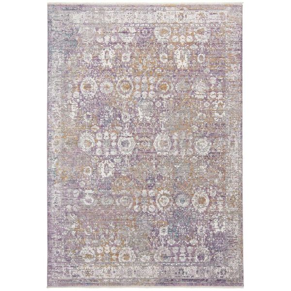 Cecily Purple Gold Ivory Rectangular 3 Ft. x 5 Ft. Area Rug, image 1