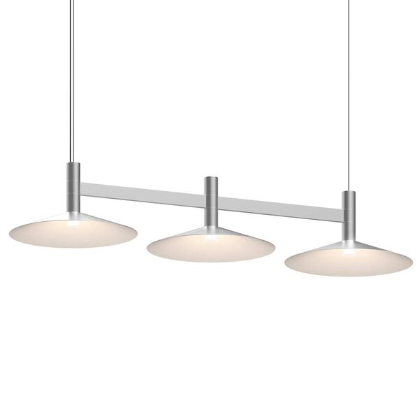 Systema Staccato Silver Three-Light LED Linear Pendant with Cone Shades, image 1