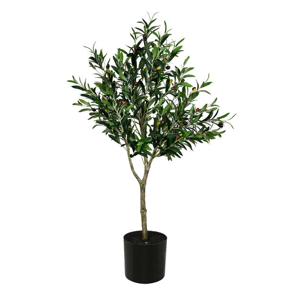 Green 48-Inch Olive Tree with Black Pot, image 1