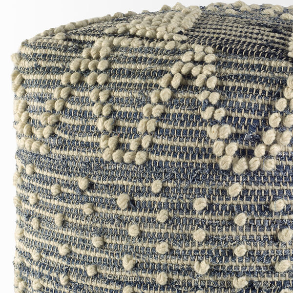Rofi Denim and Ivory Cotton Stitched Square Pouf, image 2