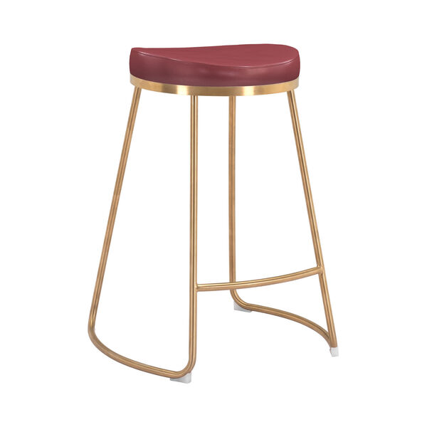 Bree Burgundy and Gold Counter Stool, Set of Two, image 1