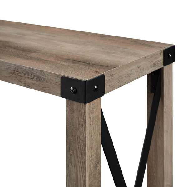 Grey 46-Inch Rustic Farmhouse Metal X Entry Table, image 7
