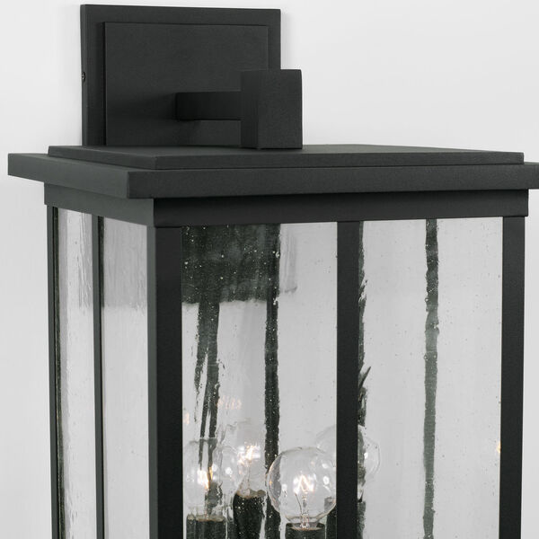 Barrett Black Four-Light Outdoor Wall Lantern with Antiqued Glass, image 6