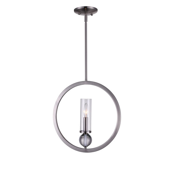 Elton Satin Nickel One-Light Pendant with Clear Glass, image 1