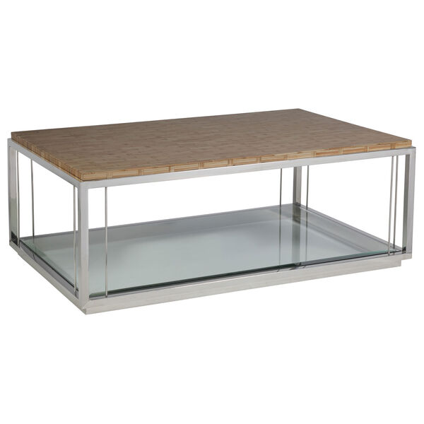 Signature Designs Brown and Stainless Steel Thatch Rectangular Cocktail Table, image 1