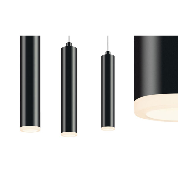 Micro Tube Satin Black LED 1.5-Inch Mini Pendant with Frosted Acrylic Shade, image 2