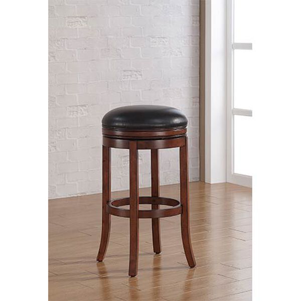 Stella Medium Walnut Backless Counter Stool with Java Bonded Leather Seat, image 1