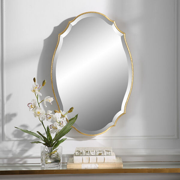 Evelyn Antique Gold Beveled Wall Mirror, image 1