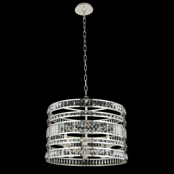 Strato Polished Silver Eight-Light Pendant with Firenze Crystal, image 2