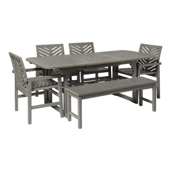 Gray Wash 35-Inch Six-Piece Extendable Outdoor Dining Set, image 2