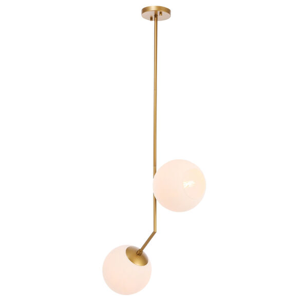 Ryland Brass Eight-Inch Two-Light Mini Pendant with Frosted White Glass, image 5