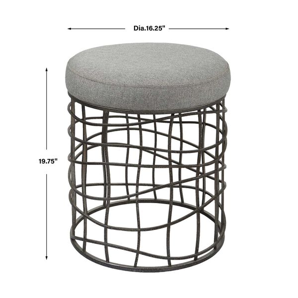 Carnival Burnished Silver and Gray Iron Round Accent Stool, image 3