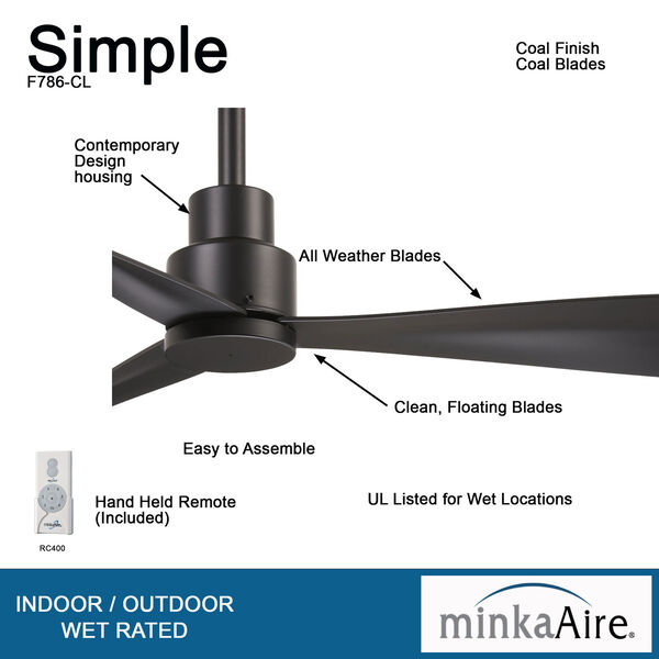 Simple Coal Fourty-Four Inch Ceiling Fan, image 10
