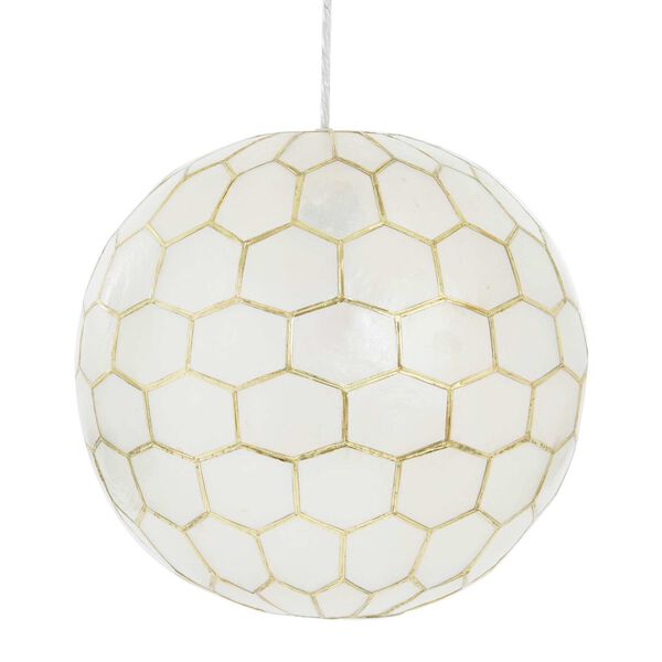 White and Antique Gold One-Light 14-Inch Pendant, image 2