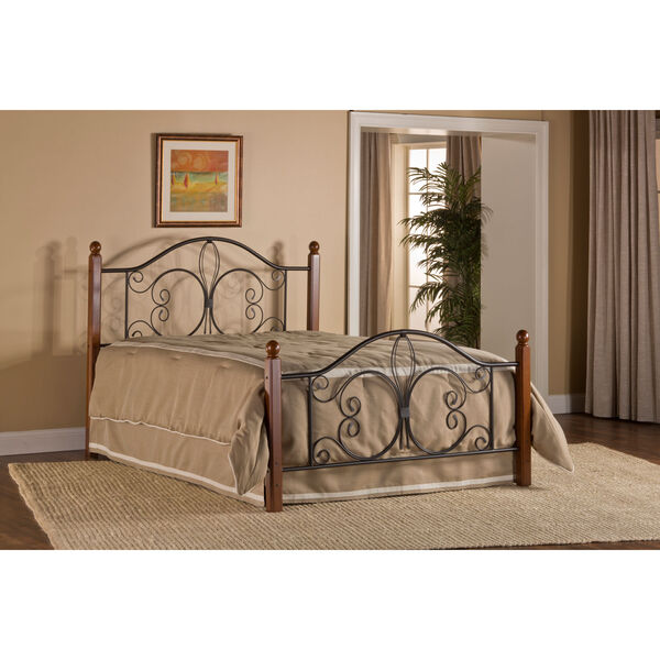 Milwaukee Textured Black and Cherry Wood Post Full Bed, image 1
