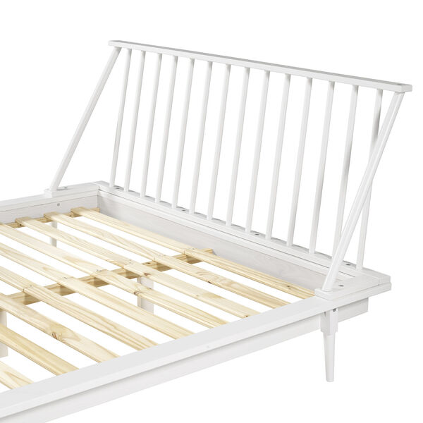 White Wood Queen Spindle Bed, image 6