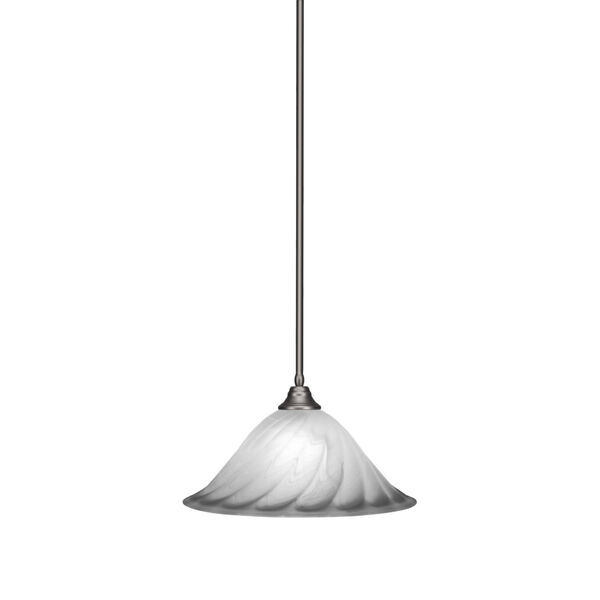Any Brushed Nickel 20-Inch One-Light Pendant with White Alabaster Swirl Glass, image 1