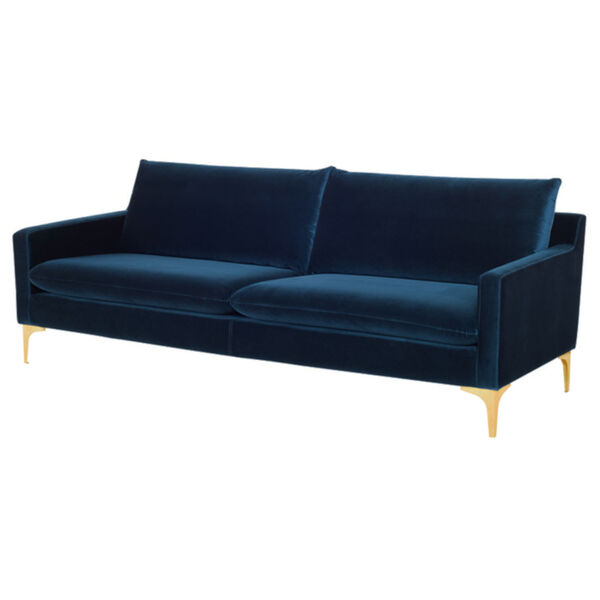 Anders Midnight Blue and Brushed Gold Sofa, image 1