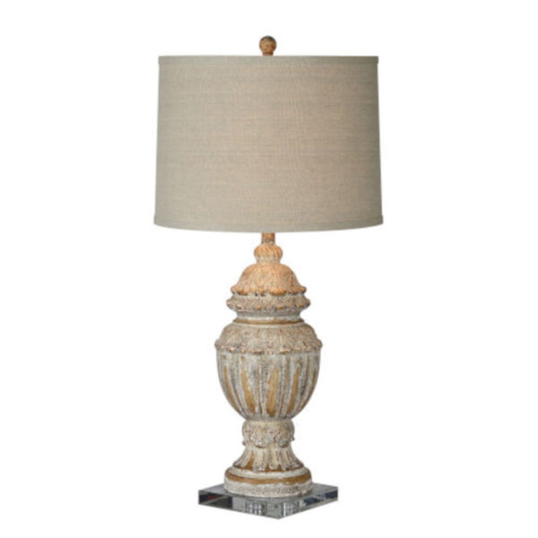 Charlotte Gray and Cream Distressed One-Light Table Lamp Set of Two, image 1