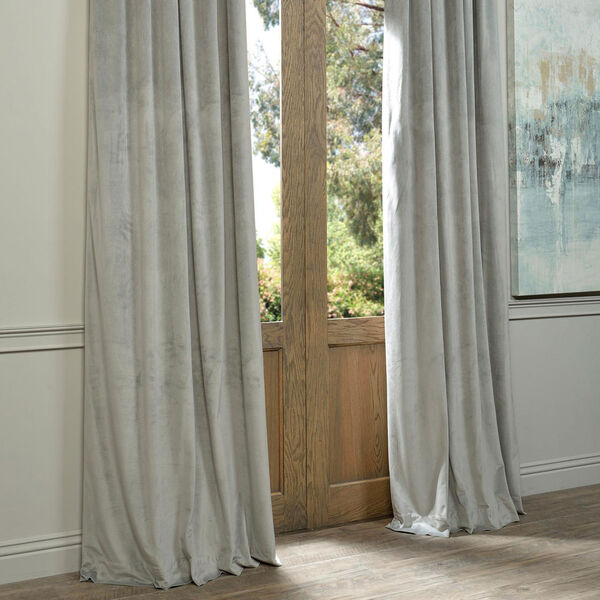 Signature Silver Grey Blackout Velvet Pole Pocket Single Panel Curtain, 50 X 96, image 5