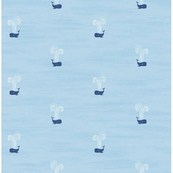 Day Dreamers Sky Blue and Navy Tiny Whales Unpasted Wallpaper, image 1