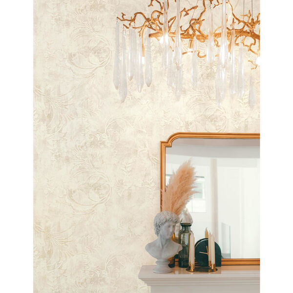 Impressionist Cream Entablature Scroll Wallpaper - SAMPLE SWATCH ONLY, image 2