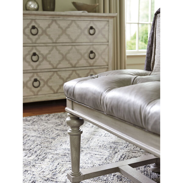 Oyster Bay Gray Bellport Leather Bed Bench, image 3