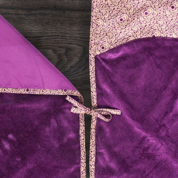 Baroque Purple 60-Inch Tree Skirt with Luxurious Cotton Velvet Fabric, image 4