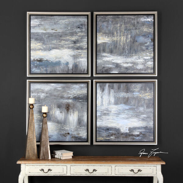 Shades Of Gray Hand Painted Art, Set of Four, image 2