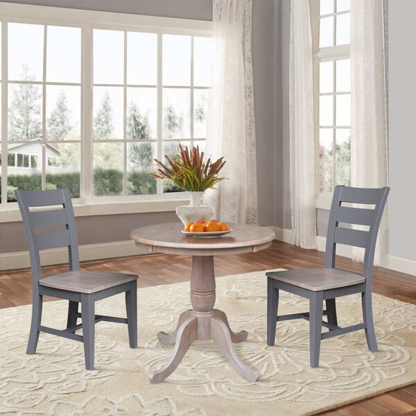 Parawood II Washed Gray Clay Taupe 30-Inch  Round Top Pedestal Table with Two Chairs, image 2